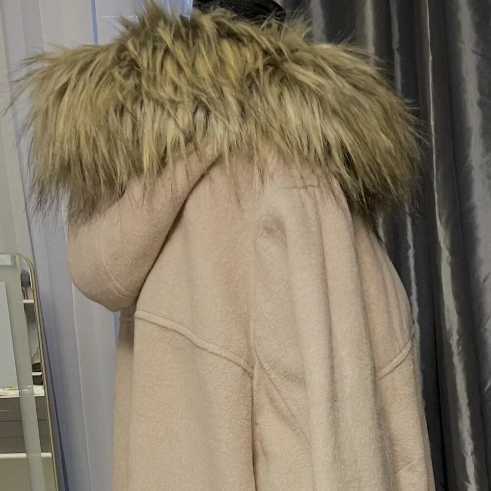 Lane Bryant Blush Pink Hooded Coat with Faux Fur Trim | Size 22/24 | Cozy Elegan - Picture 2 of 5